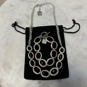 Anne Klein Black & Silver Toggle Bracelet & Necklace Set